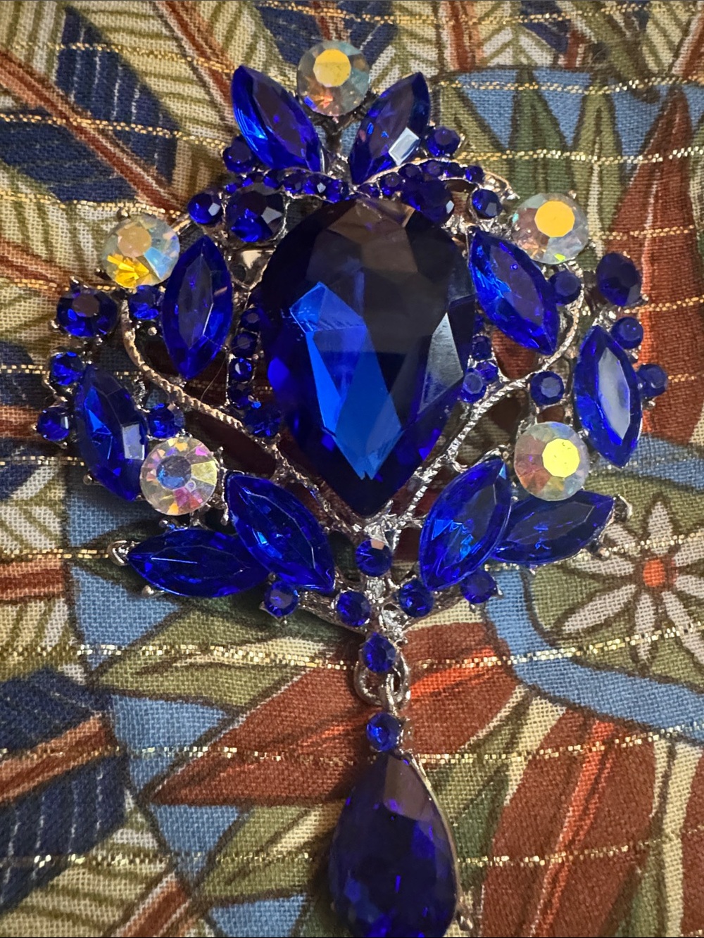 Cobalt Blue Crystal Statement Brooch